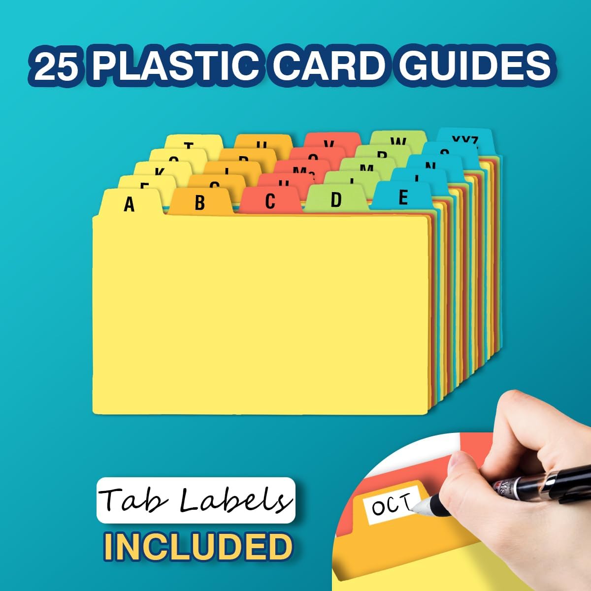 H4D 3x5 Index Card Holder with 100 Heavyweight Ruled Index Cards and 25 Plastic Dividers, Black