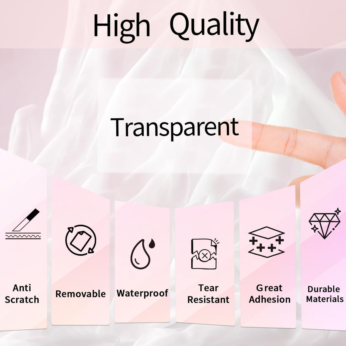 Transparent Thermal Labels Stickers, 2.25 x 1.25 Inch Clear Thermal Labels, Transparent Holographic Pink Direct Thermals Label, Perforation Line Design- 200 Sheets