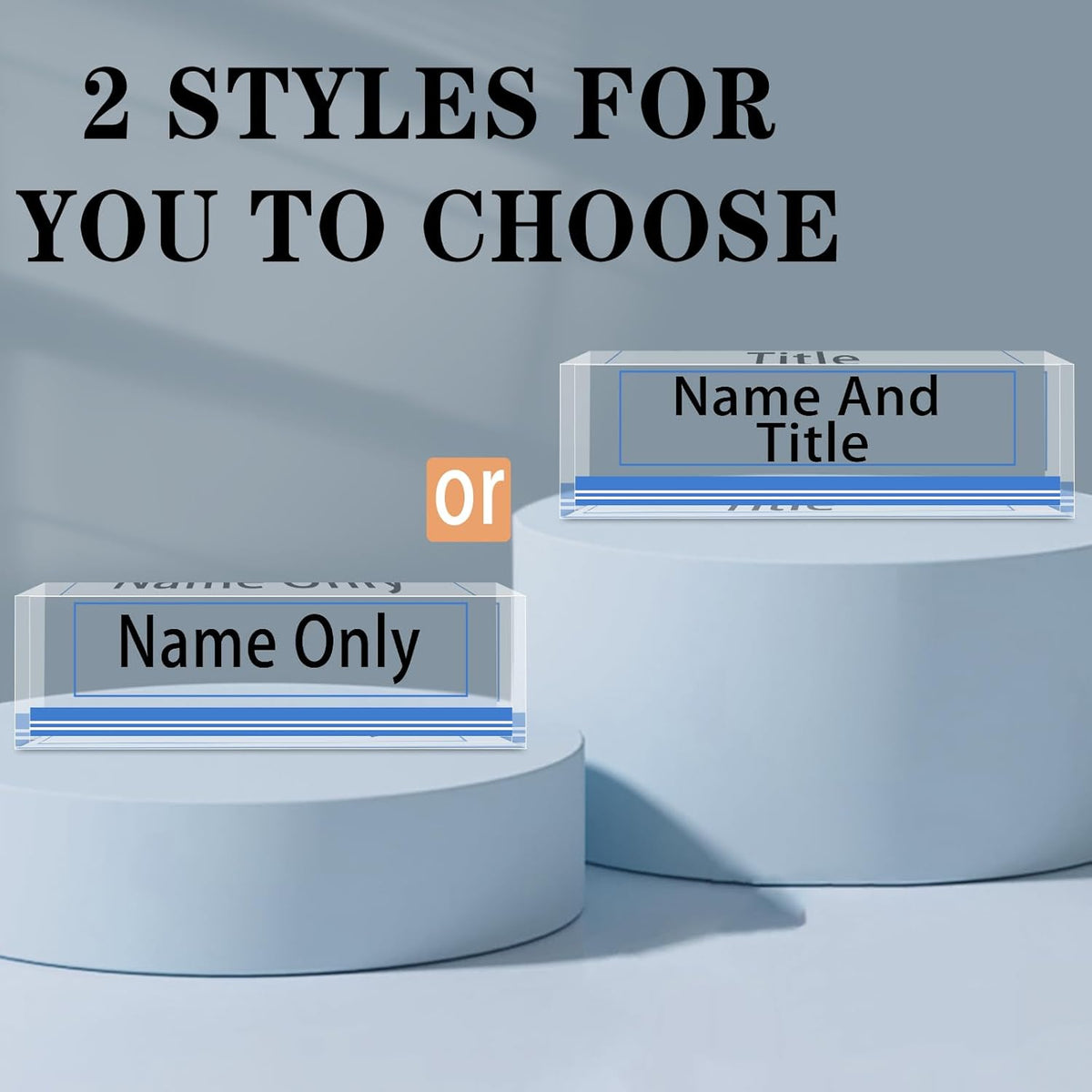 Name Plate for Desk Personalized, Acrylic Desk Decorations, Employee Appreciation Gifts, Custom Office Gifts for Coworkers, Boss, Teacher, Nurse (Business Blue)