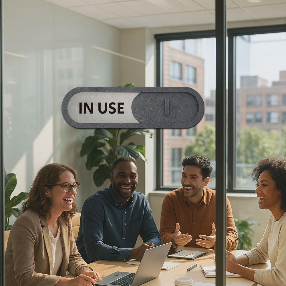 GEEKBEAR In Use Available Slider Door Sign for Home Office - Premium MDF, 7.5 x 2.2 in (Brown)