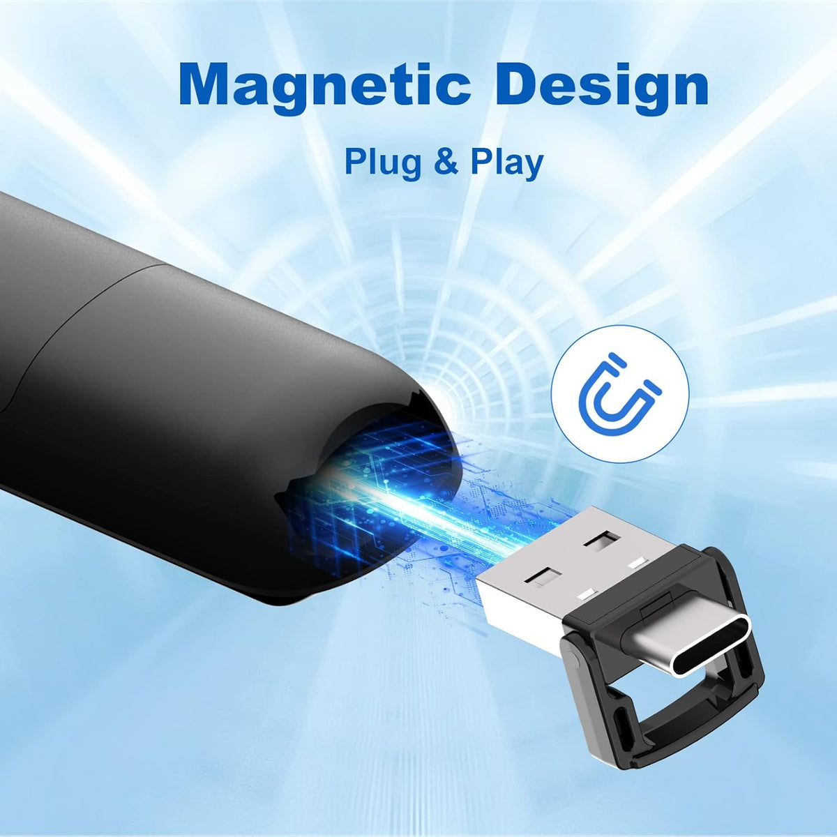 USB-C/USB-A Laser Pointer for Presentation Clicker PowerPoint Wireless Presenter Remote, Google Slide Advancer Projector Smart Board Slideshow Power Point PPT Clicker for Mac/Laptop/Computer/Office