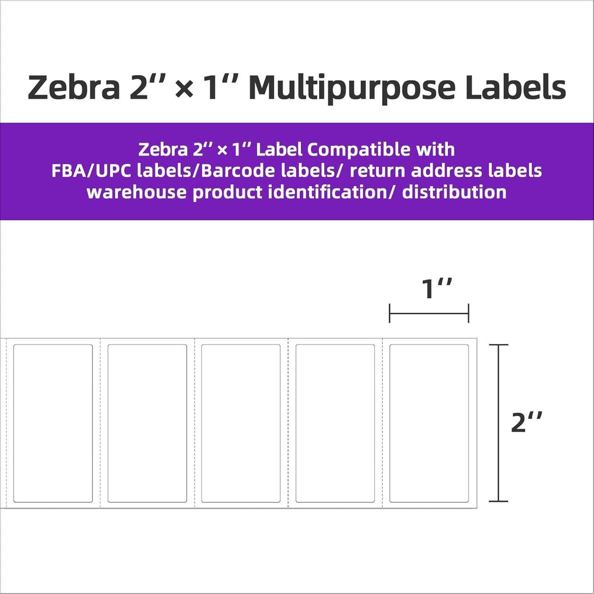 AveneMark 24 Rolls 2" x 1" Direct Thermal Labels for Barcodes Postage Address Shipping Labels Compatible with Rollo & Zebra Desktop Printers Adhesive - 1300 Labels/Roll