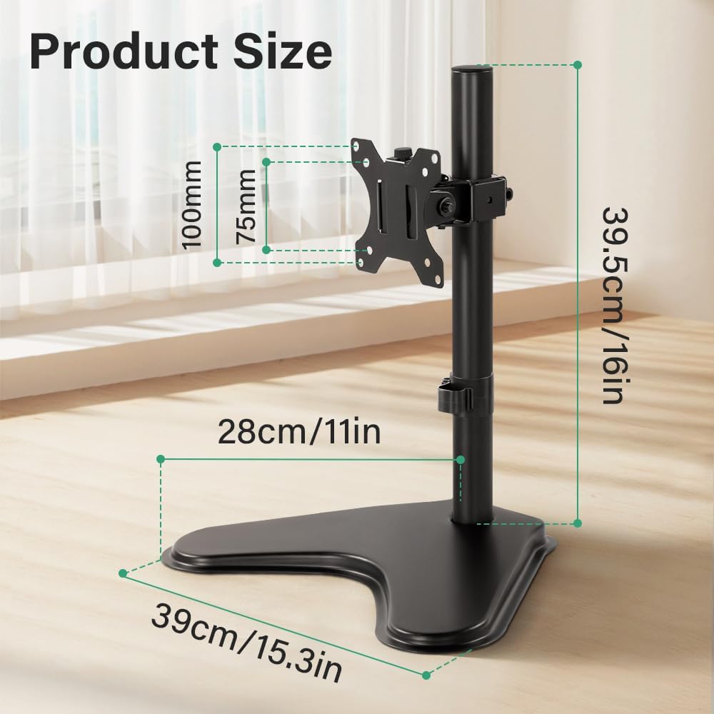 FURWOO Adjustable Tvstand Single Computer Monitor Riser for 13'' to 32'' Screen,75x75mm,100x100mm
