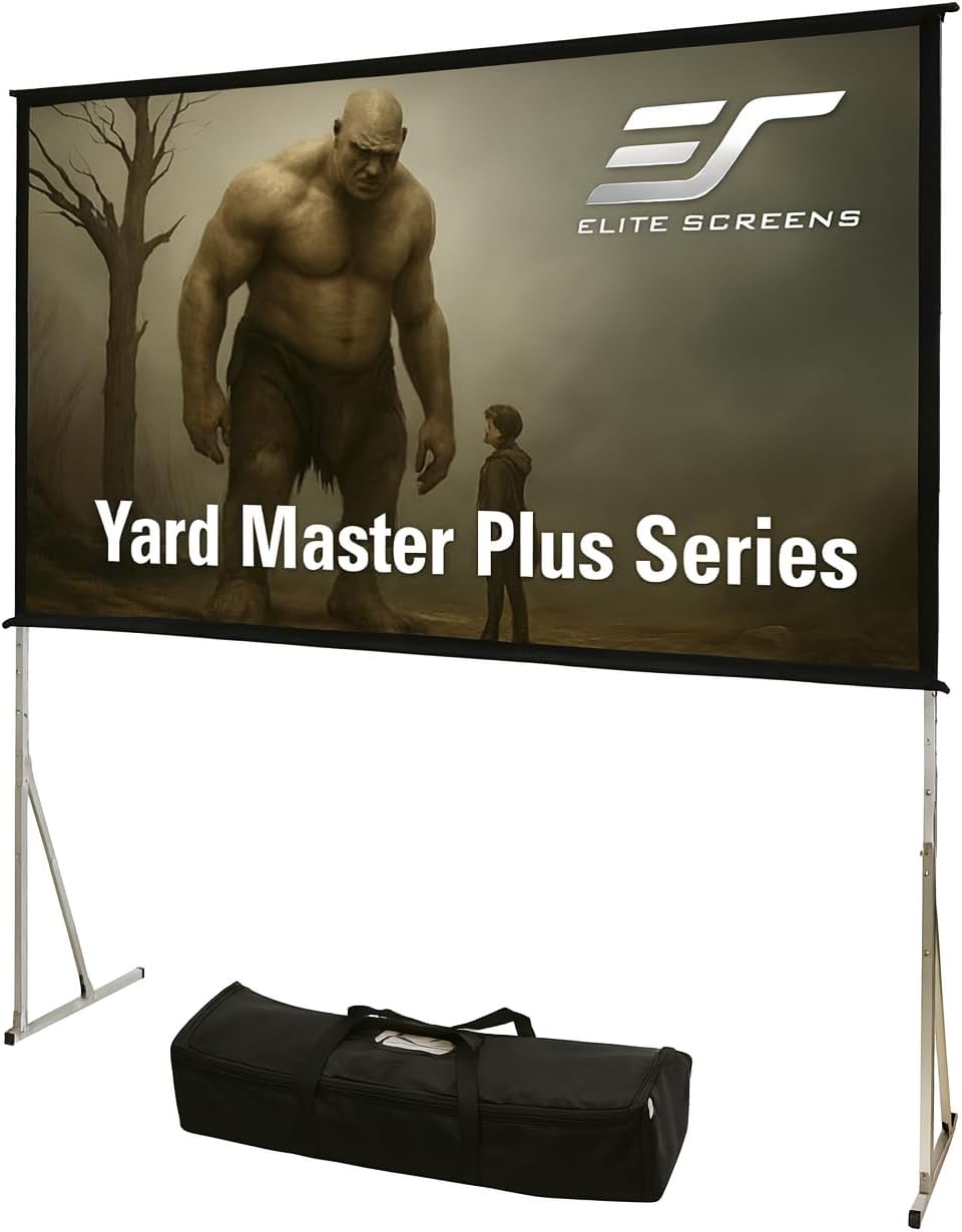 Elite Screens Yard Master Plus, 135-INCH 16:9 Height Setting Adjustable Portable Projector Screen, 4K HD Outdoor Indoor Movie Theater Front Projection, US Based Company 2-YEAR WARRANTY, OMS135H2PLUS