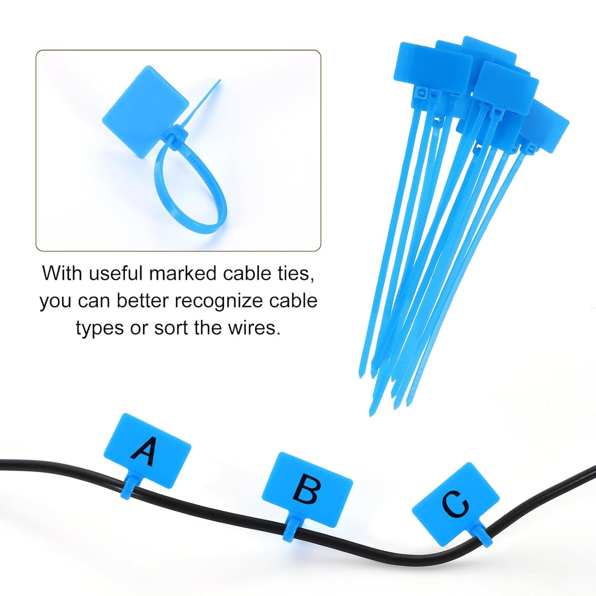 uxcell Desk Grommet, 1" (25mm) Zinc Alloy Cable Hole Cover Wire Cord Organizer with Marked Cable Ties for Home Office Desktop Wire, Black