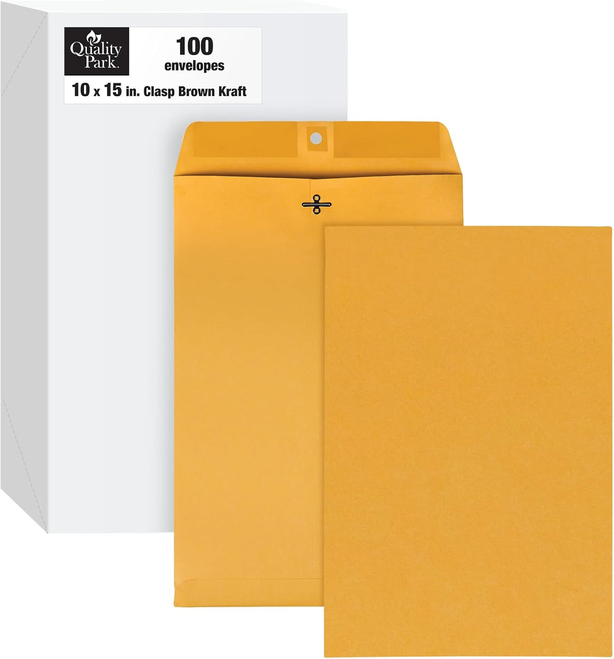 Quality Park Clasp Envelopes, Brown Kraft, 10 x 15 inches, Box of 100 (37898)