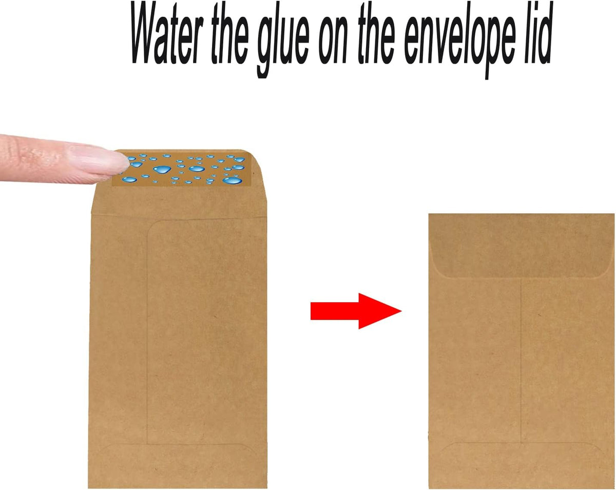 200 Pack #7 Kraft coin envelope 3.5 x 6.5 inches Kraft Envelopes Classic Small Parts Envelopes with Self Adhesive Gummed Flap for Coins Cash Credit Cards Seeds