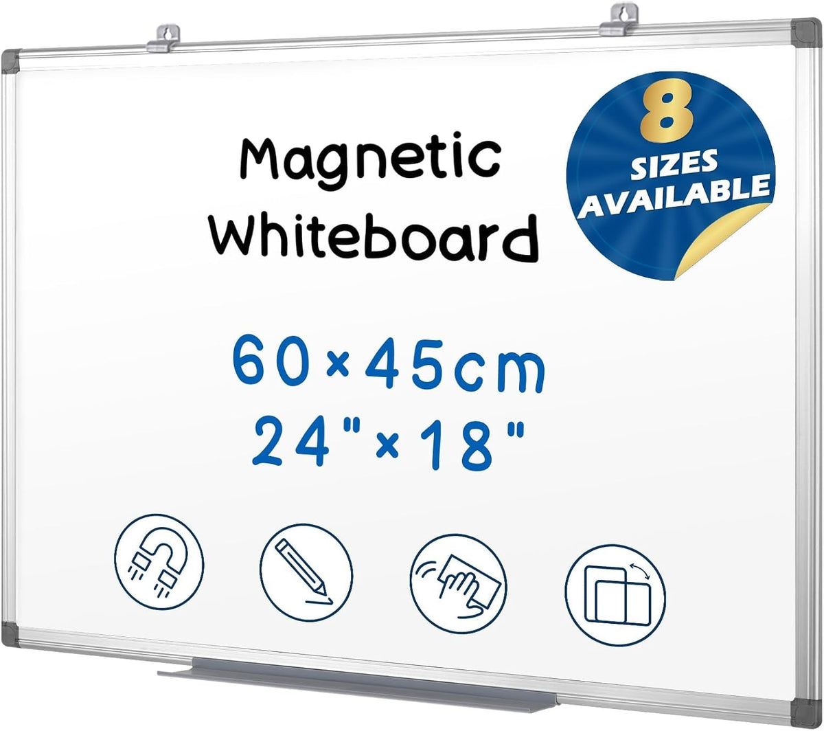 S SWANCROWN Magnetic Whiteboard 18 x 24 Inch Dry Erase Board Wall Mounted White Board for Meeting/Planning/Displaying
