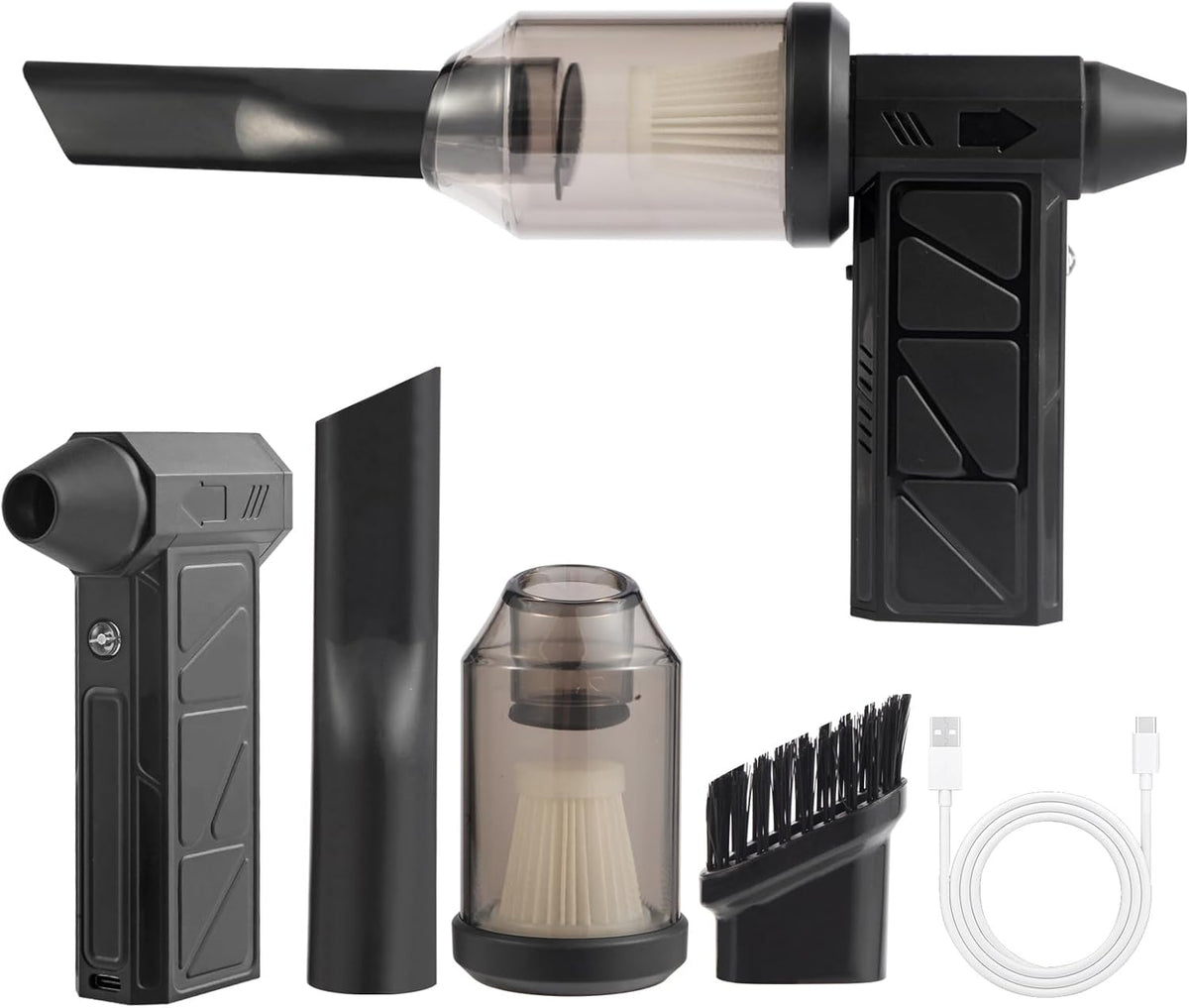 Electric Air Duster with Blow & Suction Dual Function | 150,000 RPM Brushless Motor, Type-C Rechargeable, 4 Speeds & LED Light | 8000mAh Long Battery Life | Portable Blowing and Suction Fan