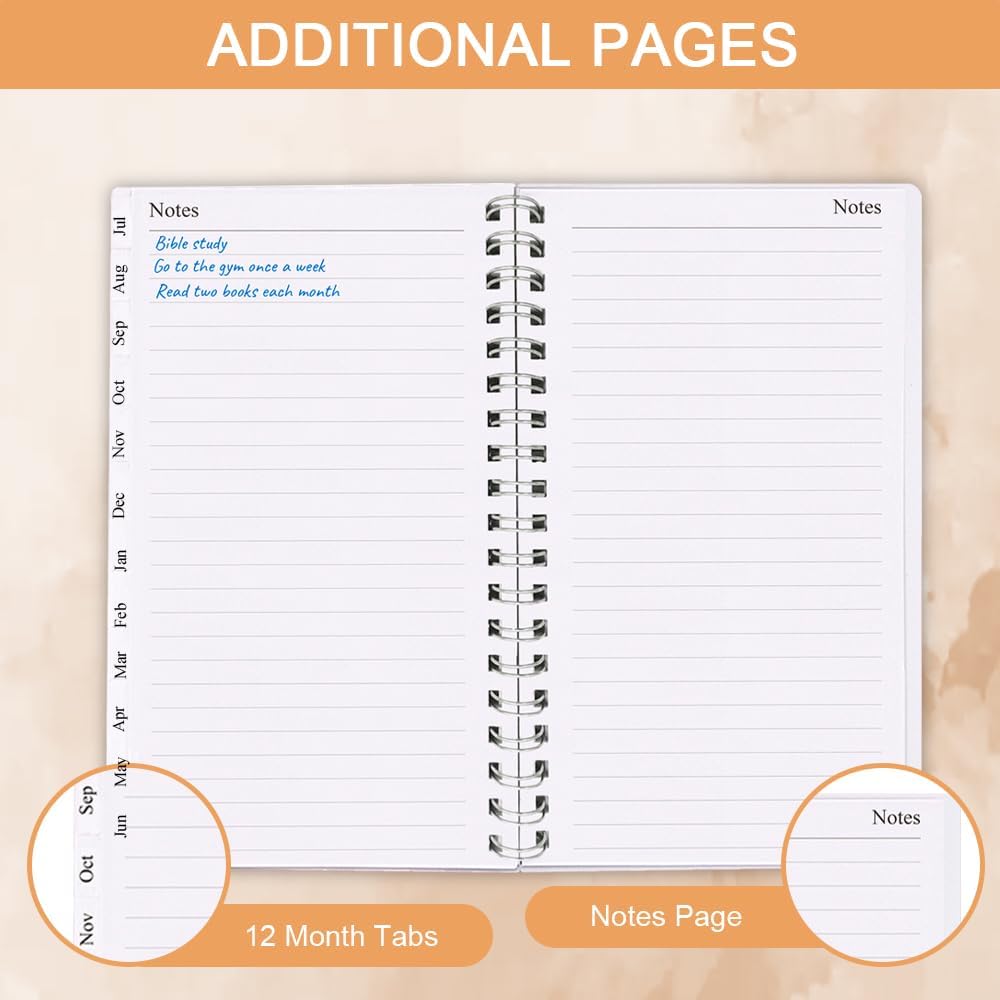 Pocket Planner 2025-2026, A6 Weekly Planner with Monthly Tabs, Run Jul 2025-Jun 2026, Elastic Closure, Twin-Wire Binding, Easy to Organize Your Daily Life, 3.75 x 6.75 In, 2025-2026 Pocket Planners