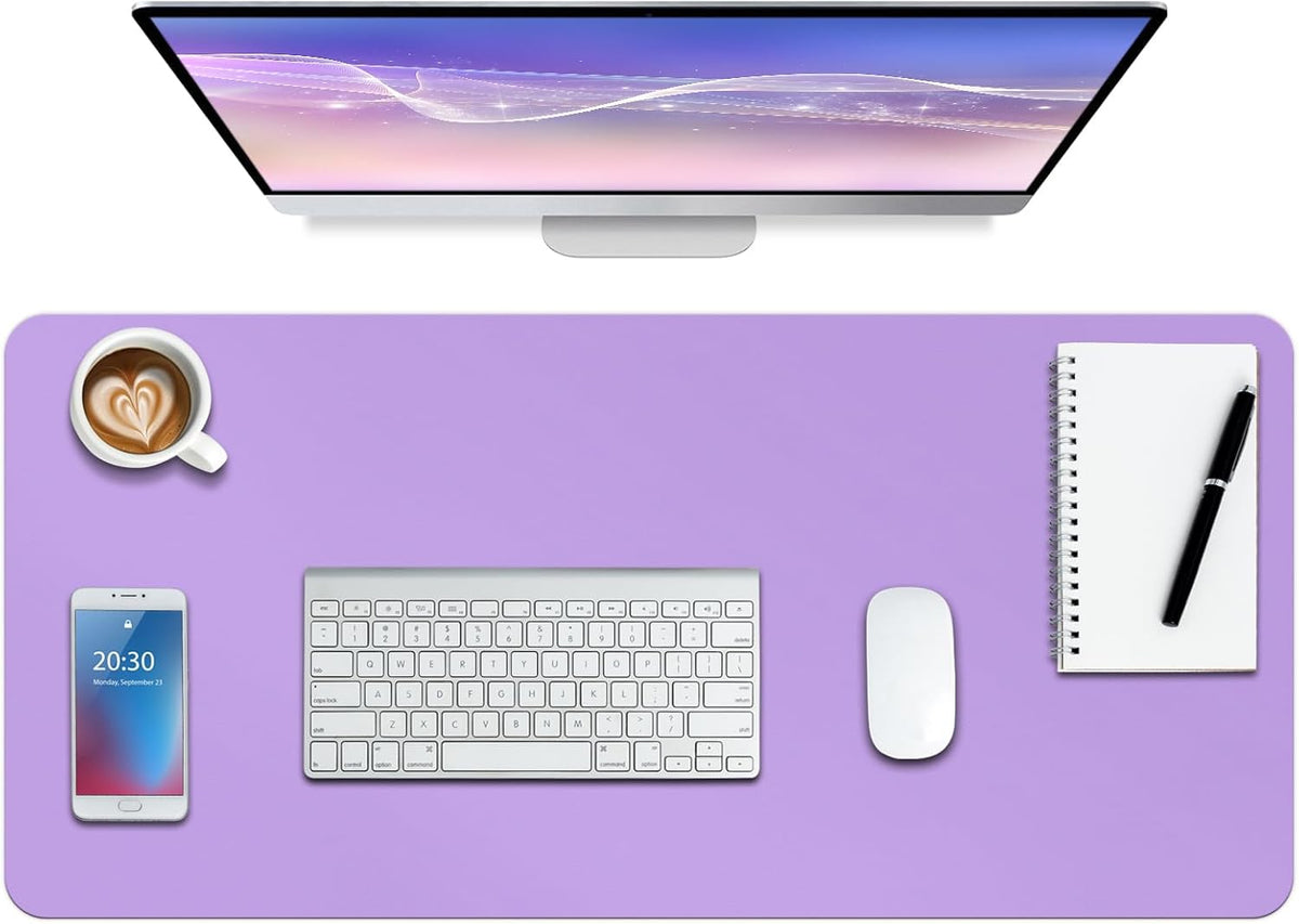 Boutilon Leather Desk Pad Protector,Non-Slip Mouse Pad,Laptop Desk Pad,Office Mouse Mat,Waterproof Leather Desk Blotter,Desk Writing Pad for Office and Home (XL-Purple,35.4"x 15.7")