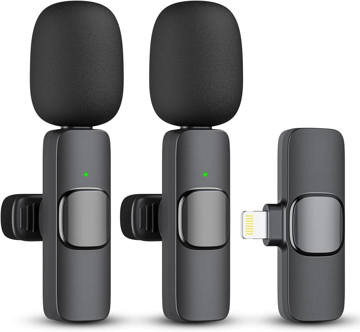 2 Pack Professional Wireless Lavalier Microphone for iPhone iPad(iPhone 14 and Below), Lapel Mics Plug-Play Clip on Lapel Mic for YouTube, Recording, Vlog, Facebook Live