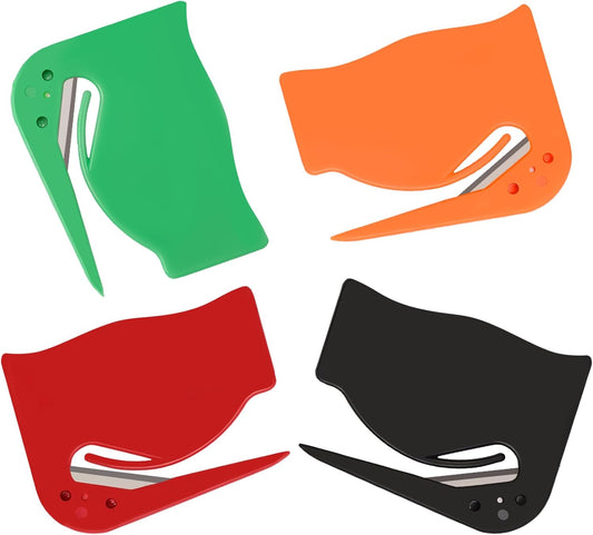 Letter Opener Envelope Slitter 4 Pack, Mail Opener with Concealed Blade, Portable Envelope Opener for Home, Office, and Travel, Durable Letter Openers - Set of 4 Colors