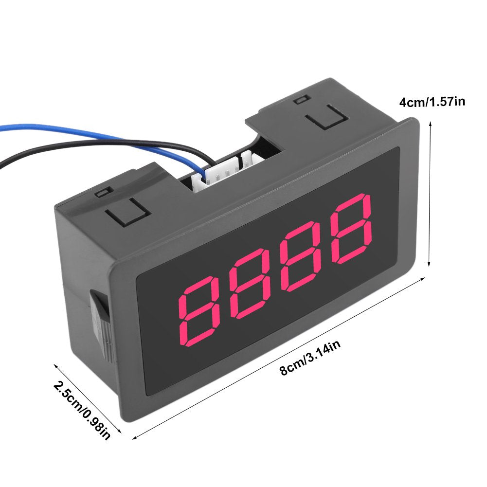 FTVOGUE Auto Digital Counter DC LED Digital Display 4 Digit 0-9999 Up/Down Plus/Minus Panel Counter Meter with Cable(Red)