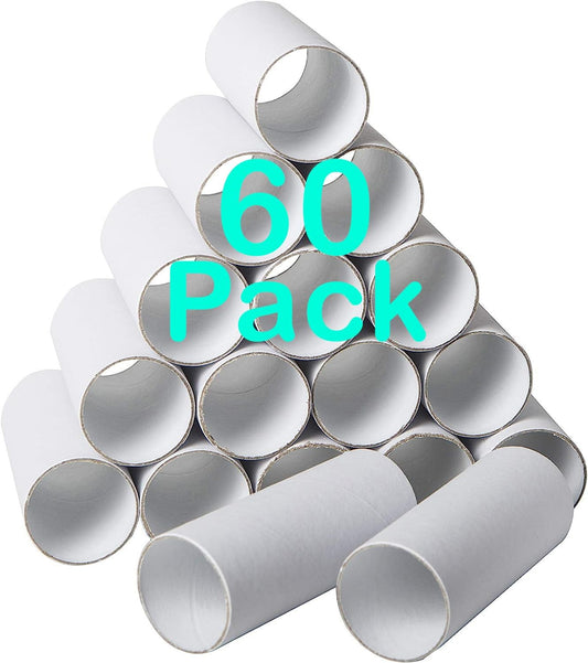 60 Pack Thick Cardboard Tubes for Crafts - Bulk Craft Rolls - Round Cardboard Tubes - Toilet Paper Rolls Crafts - Craft Tubes - Paper Tube for Arts & Crafts - 1.57 x 3.9 Inches - White