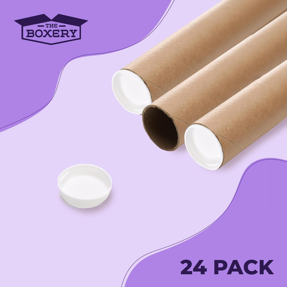 The Boxery Brown/Kraft Shipping, Storage, Posters, Arts, Crafts, Documents, Mailing Tubes 3 inch x 18 inch - 24 PACK, Made in the USA, Reusable and Recyclable