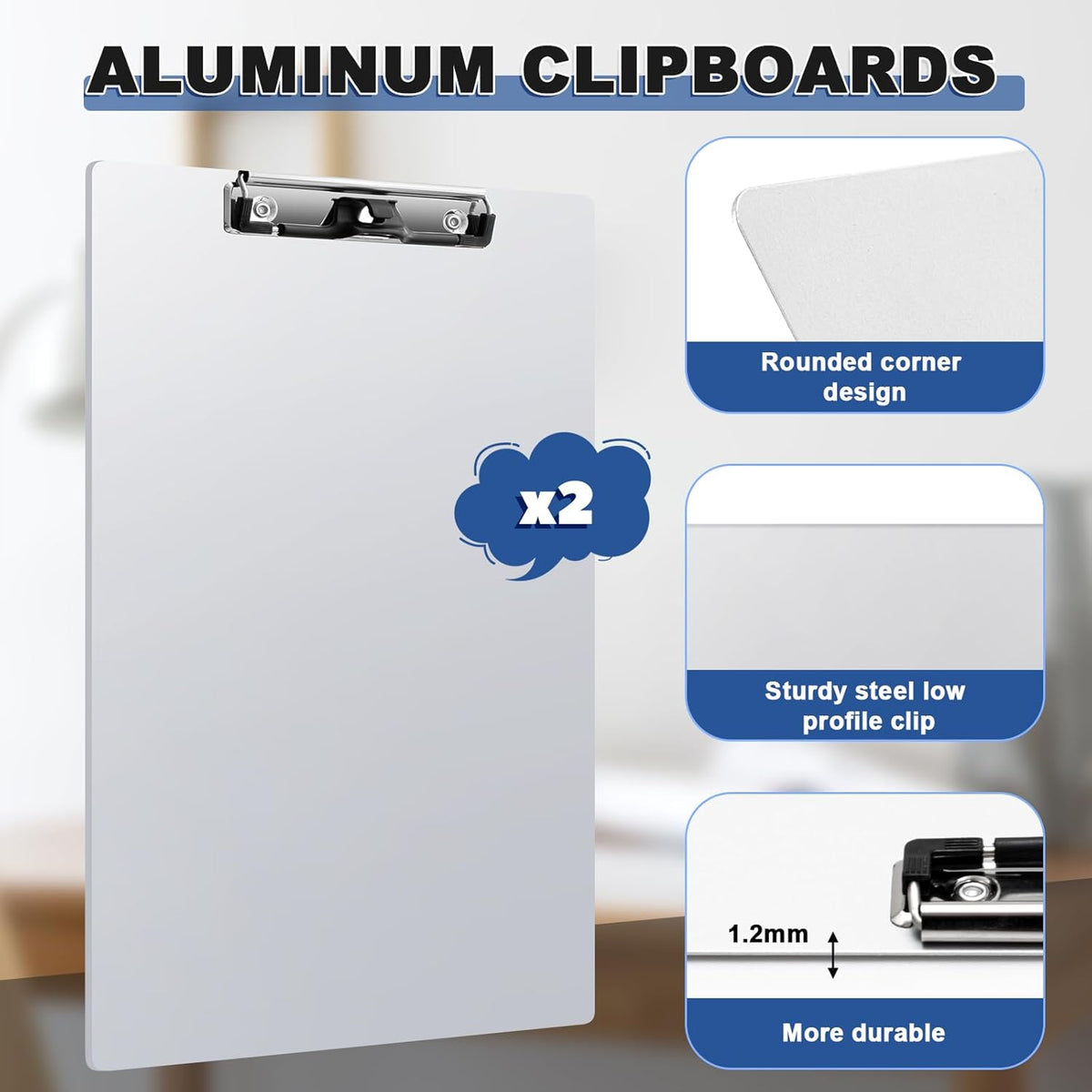 Tenceur 2 Pcs Aluminum Legal Size Clipboard 8.5x14 Inch Metal Clipboard with Metal Clip Heavy Duty High Capacity Durable Suitable for Legal Lawyers and Business School Office Supply
