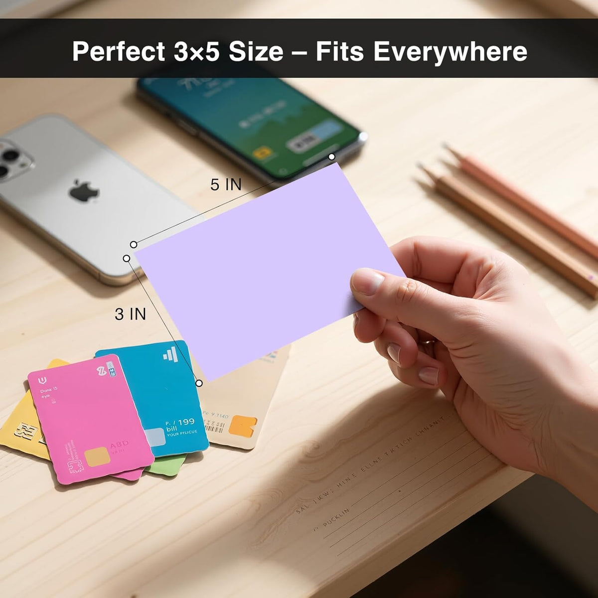 300 Count Blank Index Cards 3x5 Inch Purple Flash Cards Colored Cardstock, Unruled Note Cards Study Card Portable Learning Flashcards Ideal for Note Taking, Art Sketching, Office & School Supplies