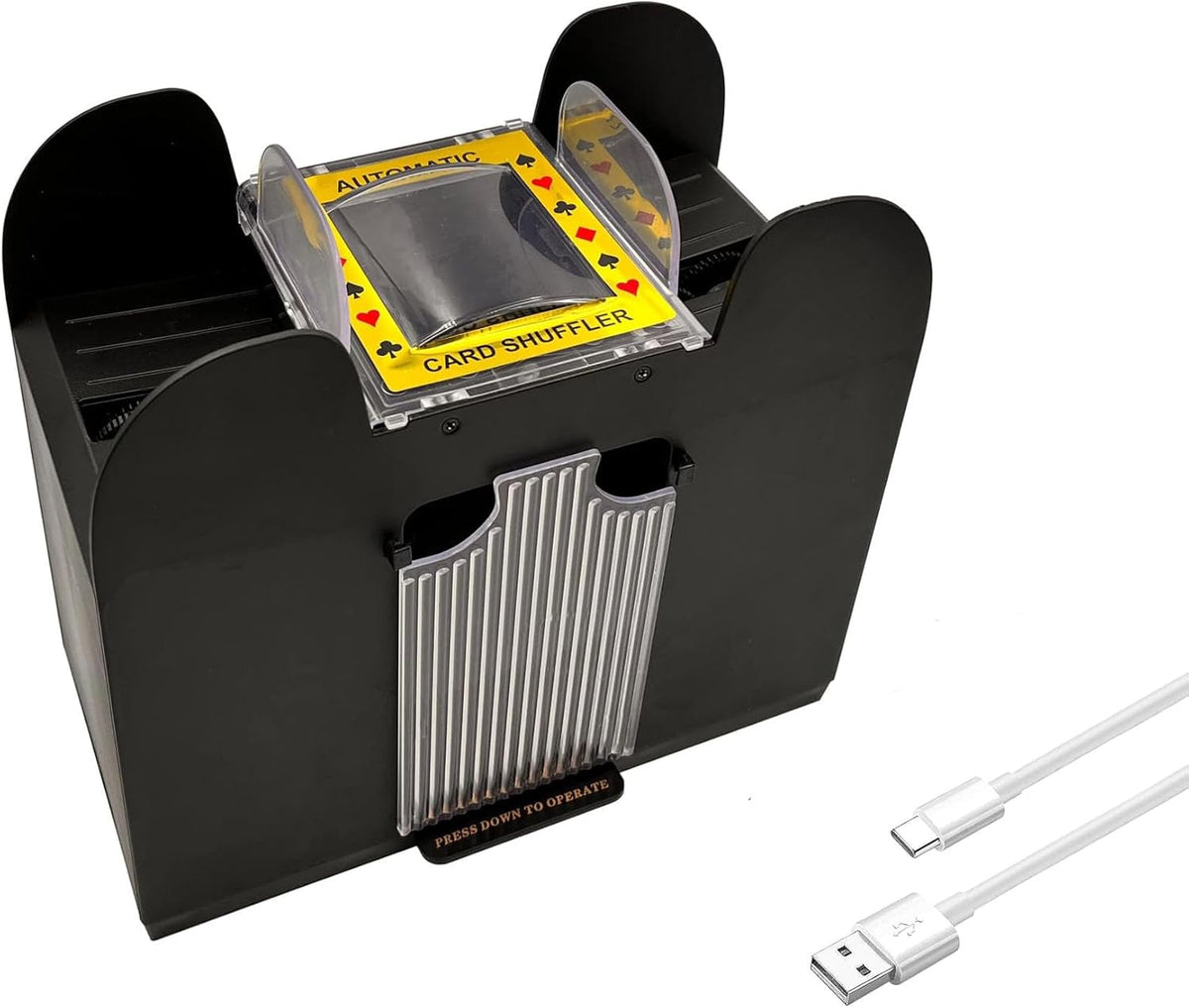 6 Decks Automatic Card Shuffler Electric Heavy Duty-USB-C/Battery Powered, Fast & Quiet Shuffler for Poker, Casino Games (Supports All Standard Cards)