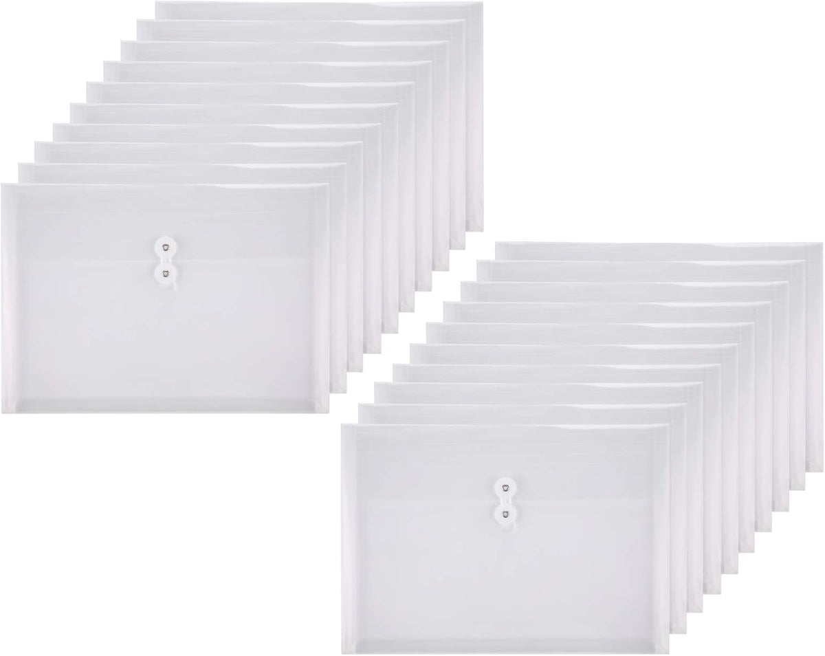 Clear String Closures Poly Envelopes Side Opening Folder Pocket Pack of 20 Bottom with Expanding Gusset