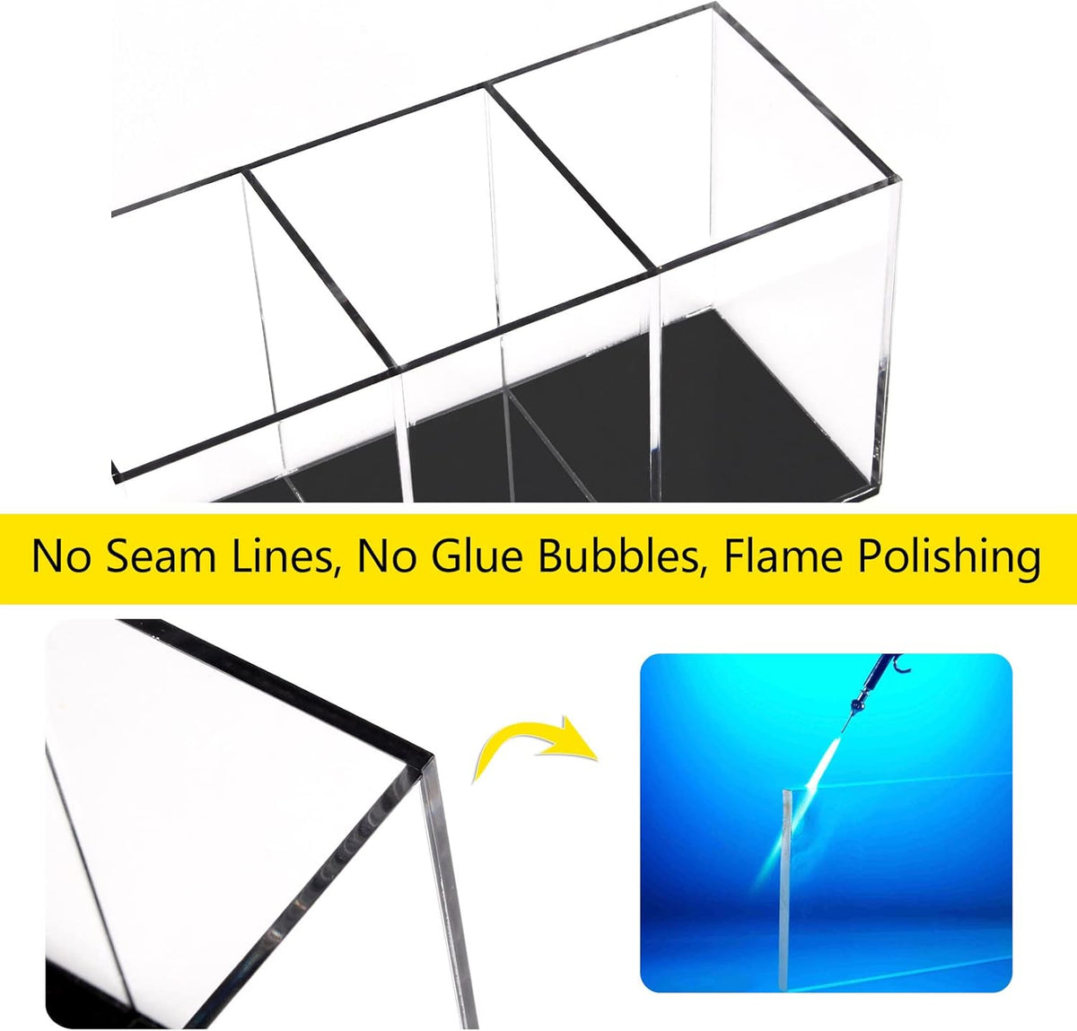 Acrylic Clear Pen Holder 4 Slot Pencil Organizer Countertop,Pencil Stationery Organizer for Office Accessory Storage (Black based)