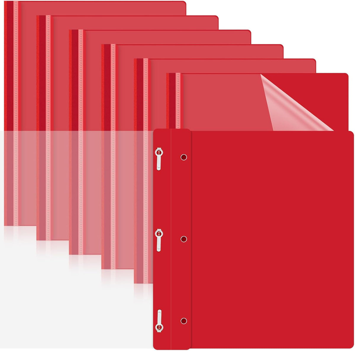 Teling 24 Pcs Clear Front Report Covers with 3 Prongs Presentation Folders Plastic Resume Portfolio Report Letter Size Presentation Binder for Paper Document School Office(Red)