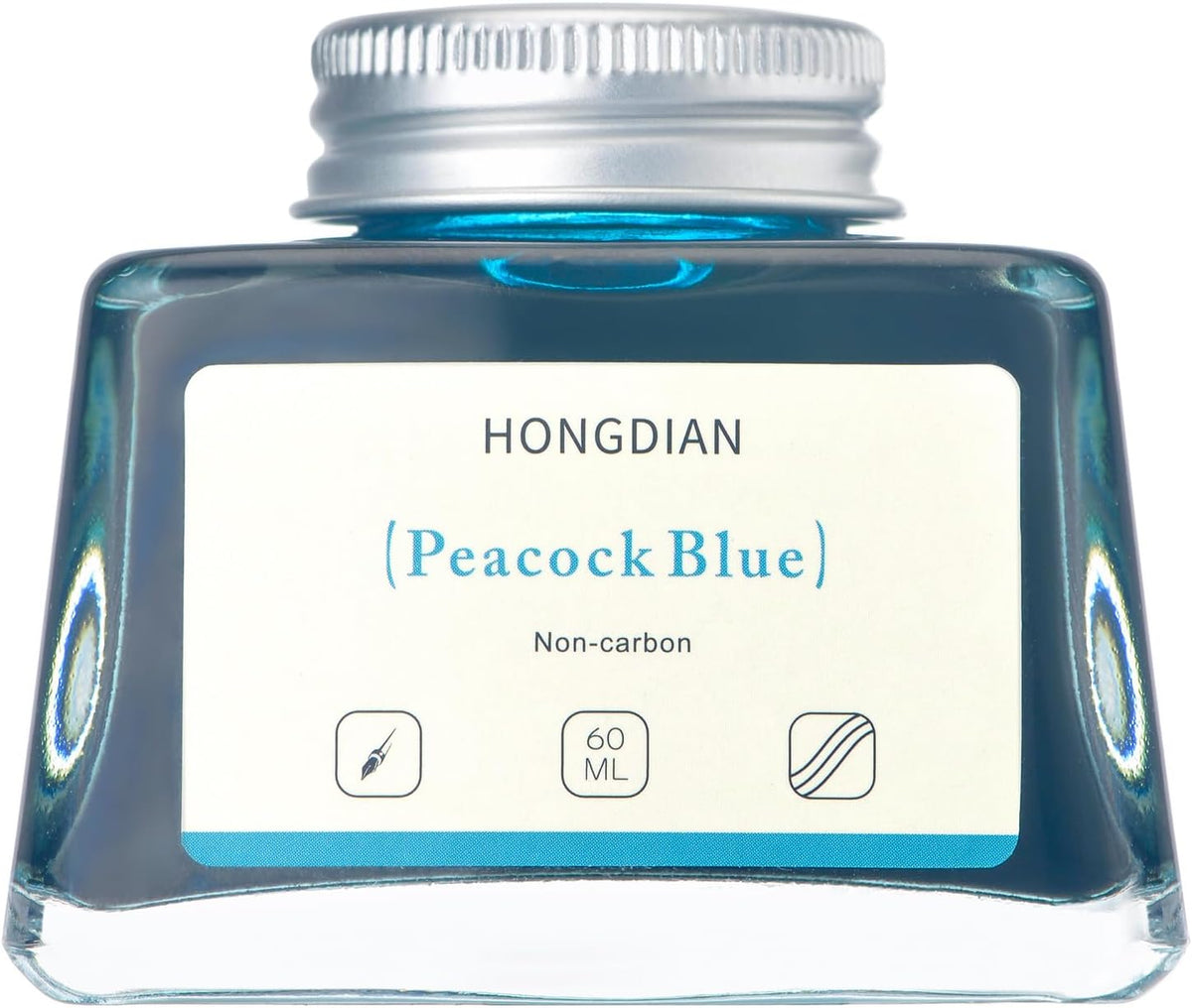 Hongdian Fountain Pen Bottled Ink Peacock Blue Color, 60ml Non Carbon Inkwell Bottle, Artist Calligraphy Ink