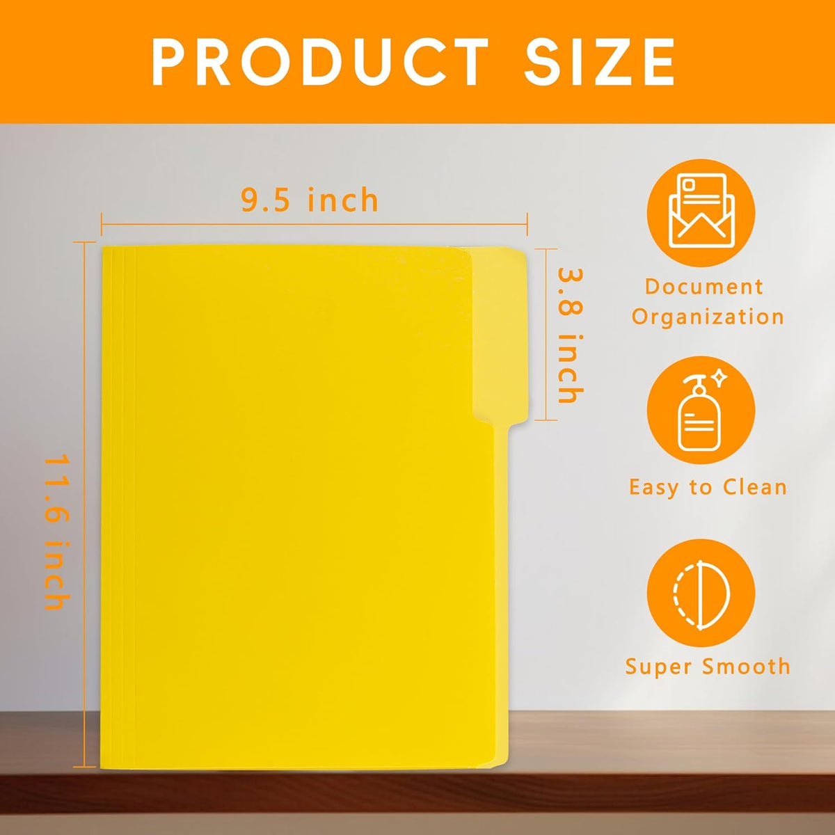 100 Packs Yellow File Folder,1/3-Cut Tabs,File Folders Letter Size,8.5x11 Inch File Folders for Office,School and Home,Folders for Documents