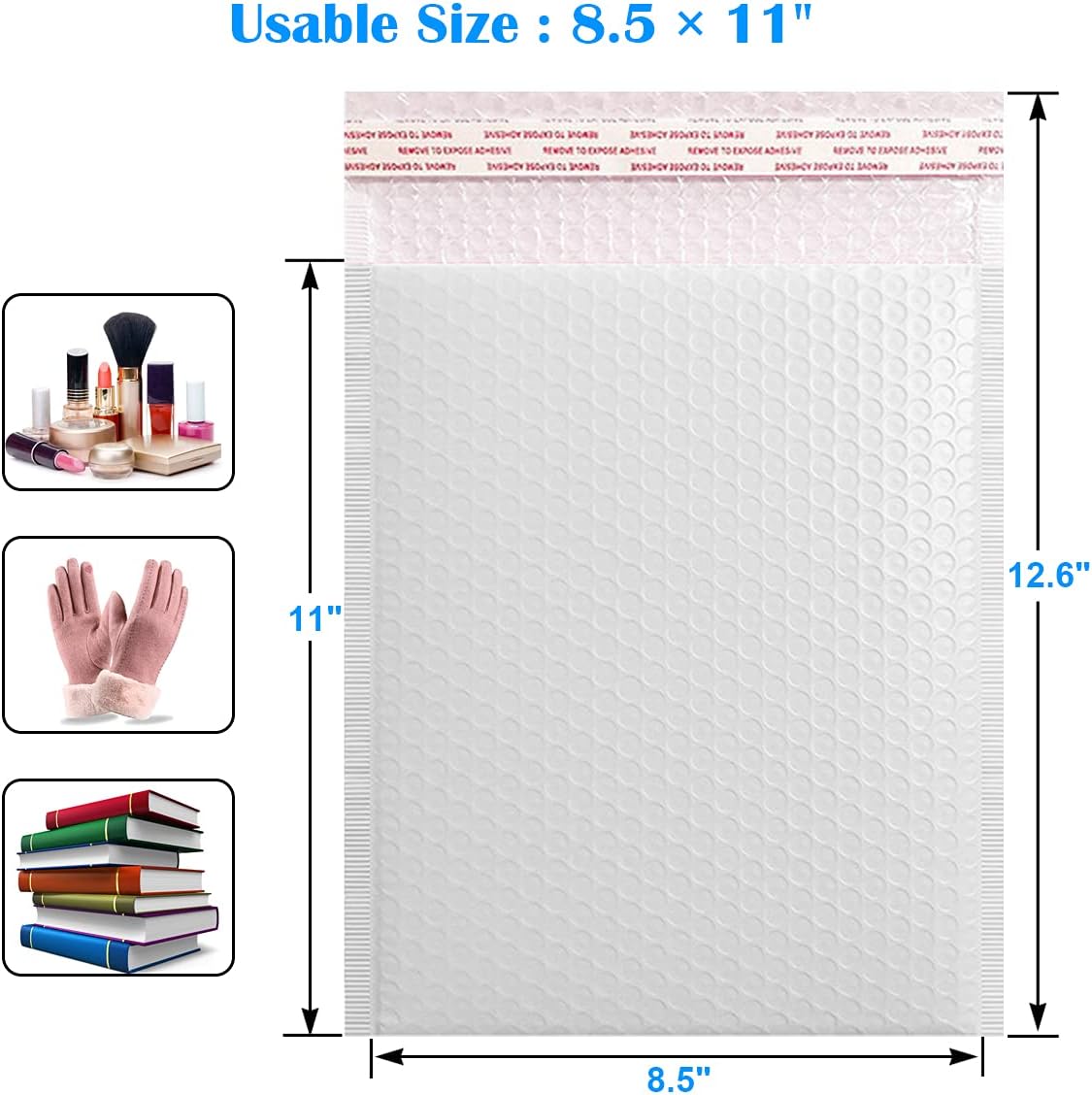 Immuson White 8.5 x 11 Inches Poly Bubble Mailers, 25 Pcs Self-Seal Shipping Bags, Packaging Bags, Padded Shipping Envelopes, Bubble Envelopes for Mailing/Packaging/Delivering