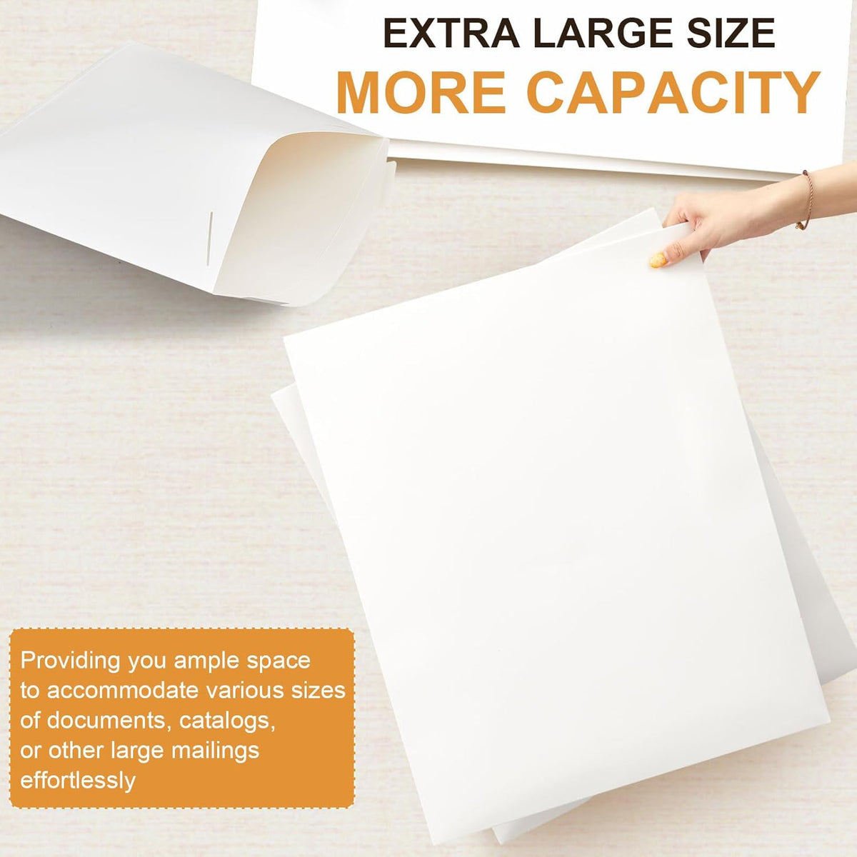 20 Pack 16x20 in Tab Lock Rigid Mailers Extra Large Sturdy Keep Flat Mailers Cardboard Envelopes Kraft Paper 250 Gsm for Shipping Photos, Packing Documents, Gift Cards, Cds, Art Prints, White