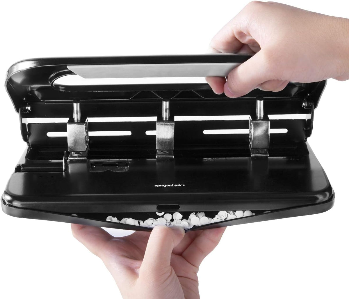 Amazon Basics 2/3 Hole Punch, Semi-Adjustable, 30 Sheet Capacity, Black
