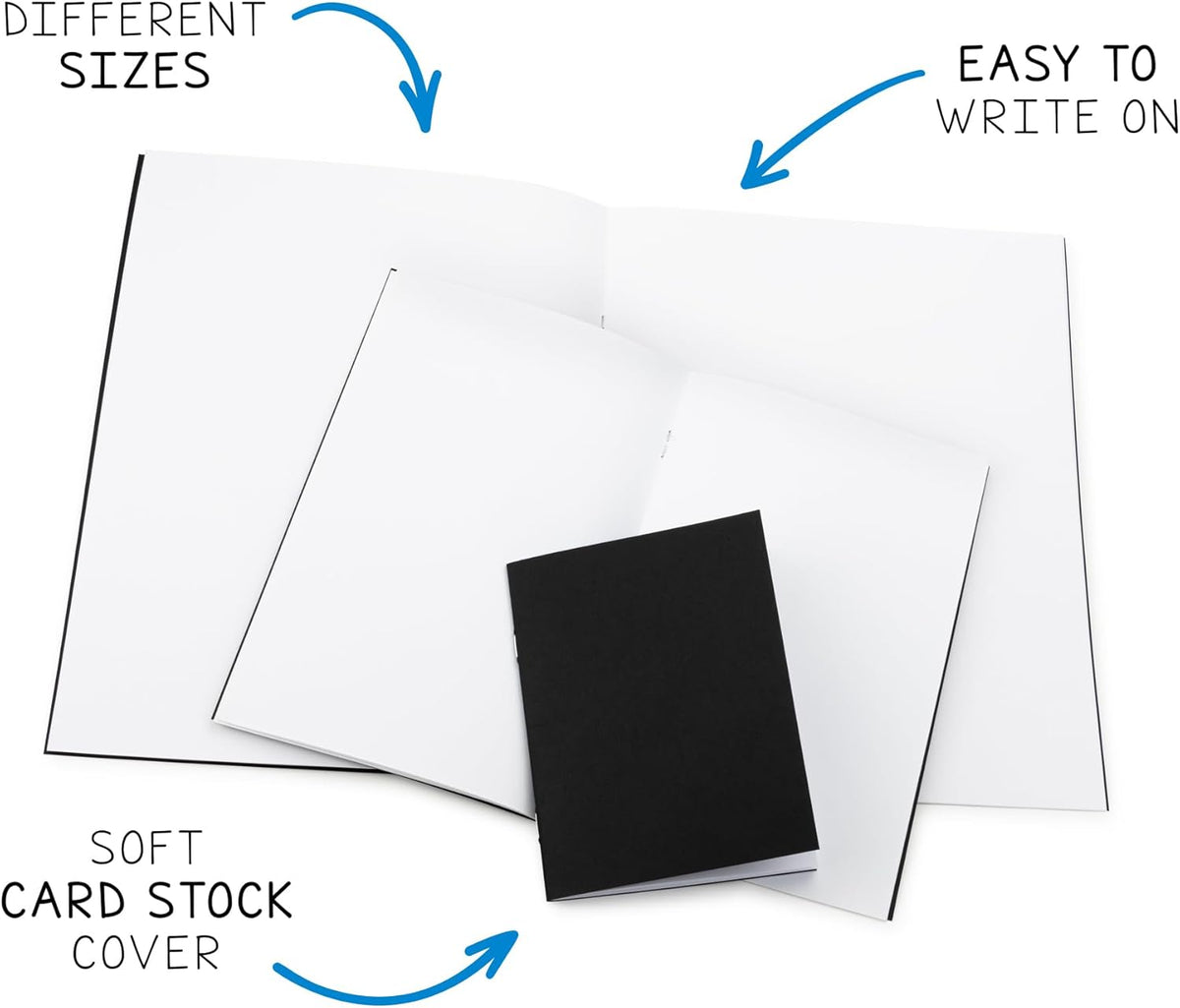 Hygloss Blank Books 5.5 x 8.5 Inches - 20 Pack – Black Color Paperback for Drawing & Writing – Empty Books for Journaling, Sketching or Arts & Craft