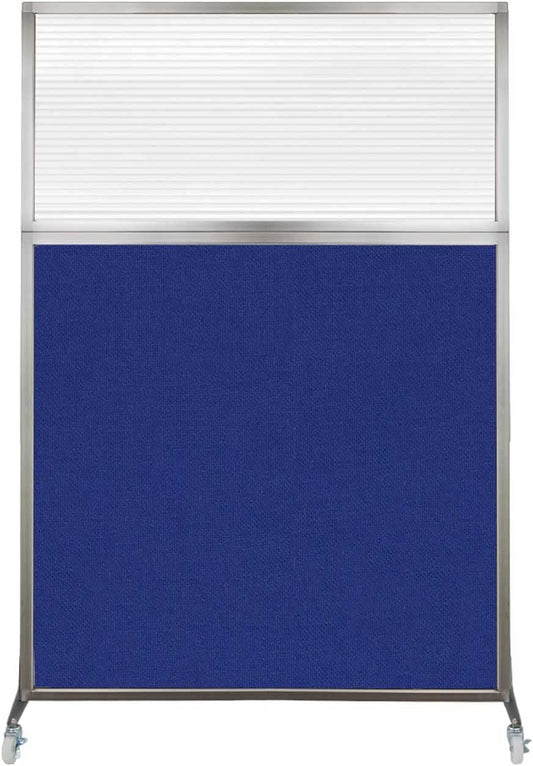 Versare Hush Screen Portable Room Divider with Wheels | Workstation Wall Divider | Freestanding Privacy Hush Panels | Clear Fluted Windows | Fabric Office Divider Screen | Great for Room Separation