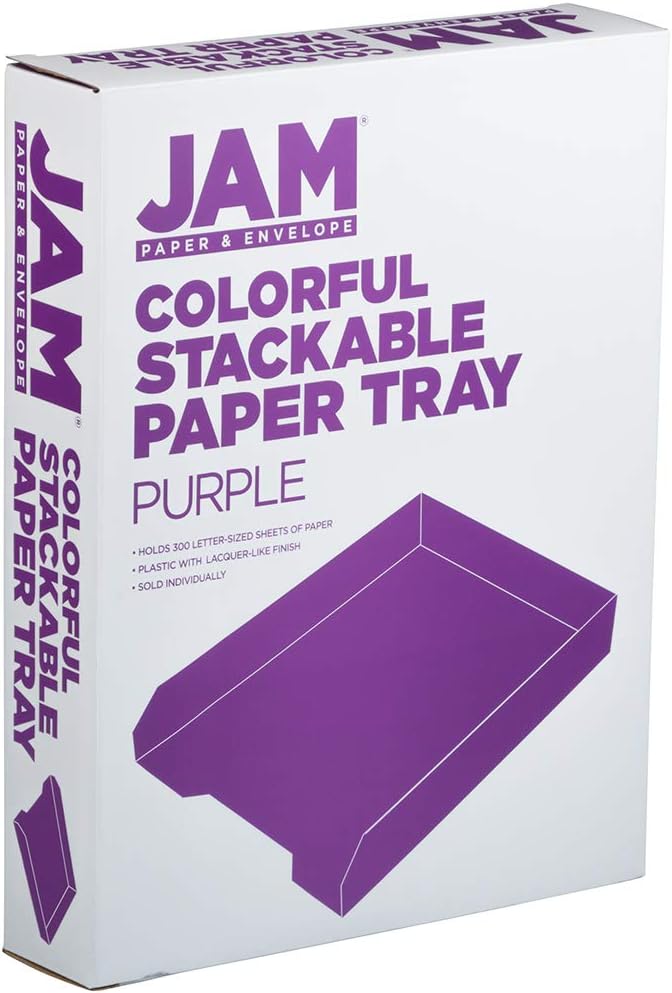 JAM PAPER Stackable Paper Trays - Purple - Desktop Document, Letter, & File Organizer Tray - Sold Individually