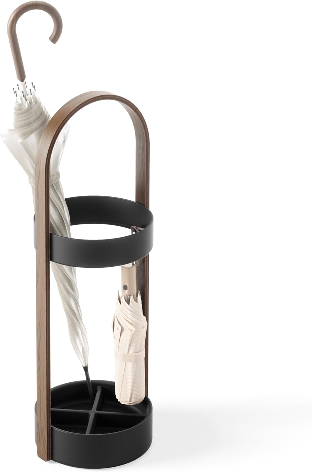 Umbra Space Saving Hub Umbrella Stand, Black/Walnut