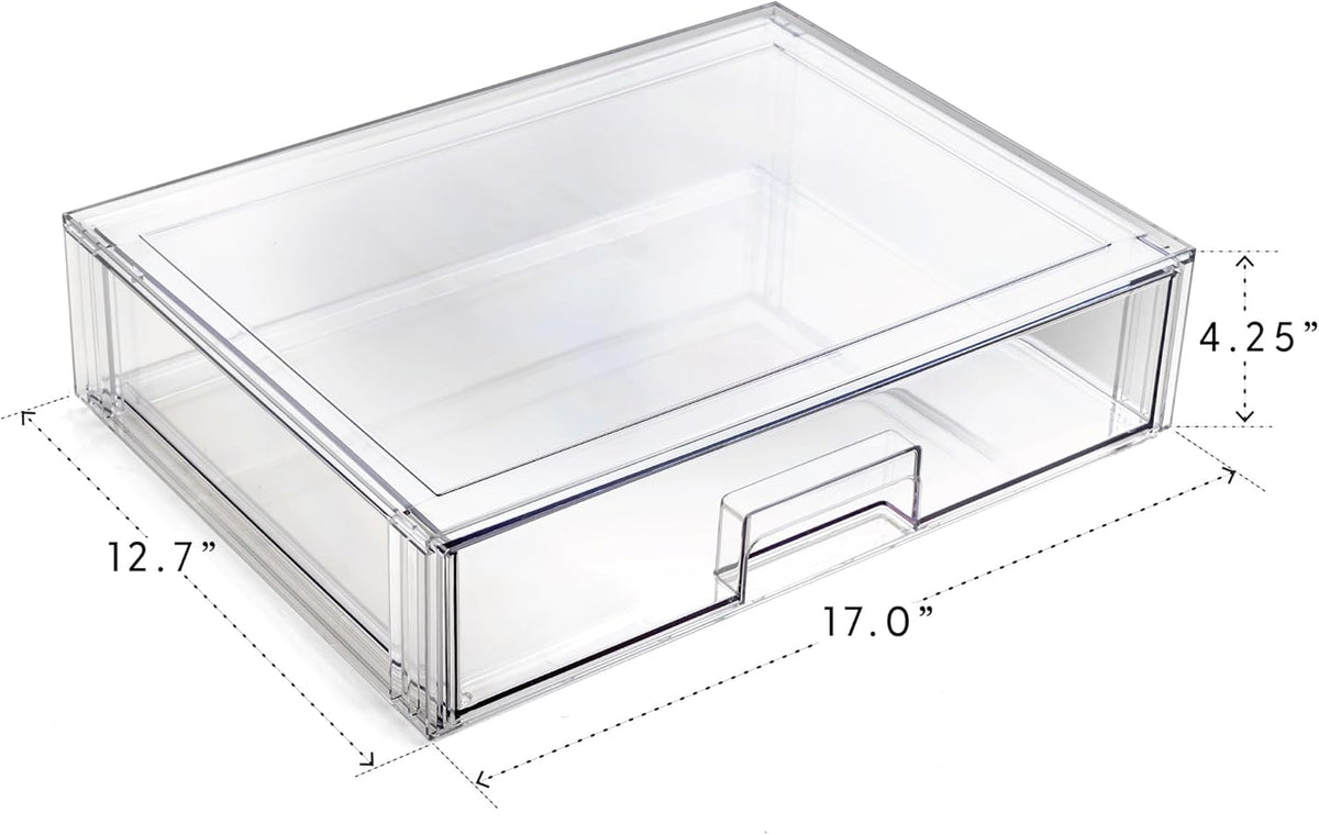 BINO | Stackable Storage Drawers, Shallow X-Large - Clear | THE CRATE COLLECTION | Storage Bins With Drawers Bathroom Organizers and Storage Organization and Storage Under Sink Organizer Vanity Home