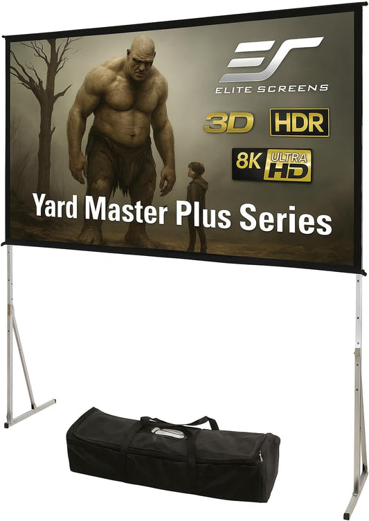 Elite Screens Yard Master Plus, 120-INCH 16:9 Height Setting Adjustable Portable Projector Screen, 4K HD Outdoor Indoor Movie Theater Front Projection, US Based Company 2-YEAR WARRANTY, OMS120H2PLUS