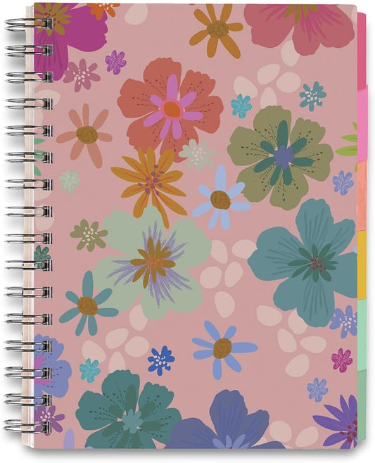 Inspired by Erin Condren A5 Undated Planner, Spiral Bound Daily & Weekly Planner with Monthly Tabs, Portable Organizer for Productivity, Goal Setting, Includes Sticker Sheets, Petal Party Design