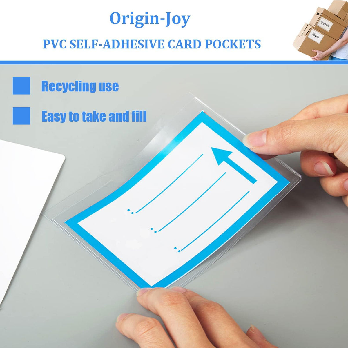 Origin-Joy 25 PCS Self-Adhesive Index Label Pockets, Clear Plastic Peel & Stick Card Holders with Top Open for Loading (6.75 x 3.5 inch)