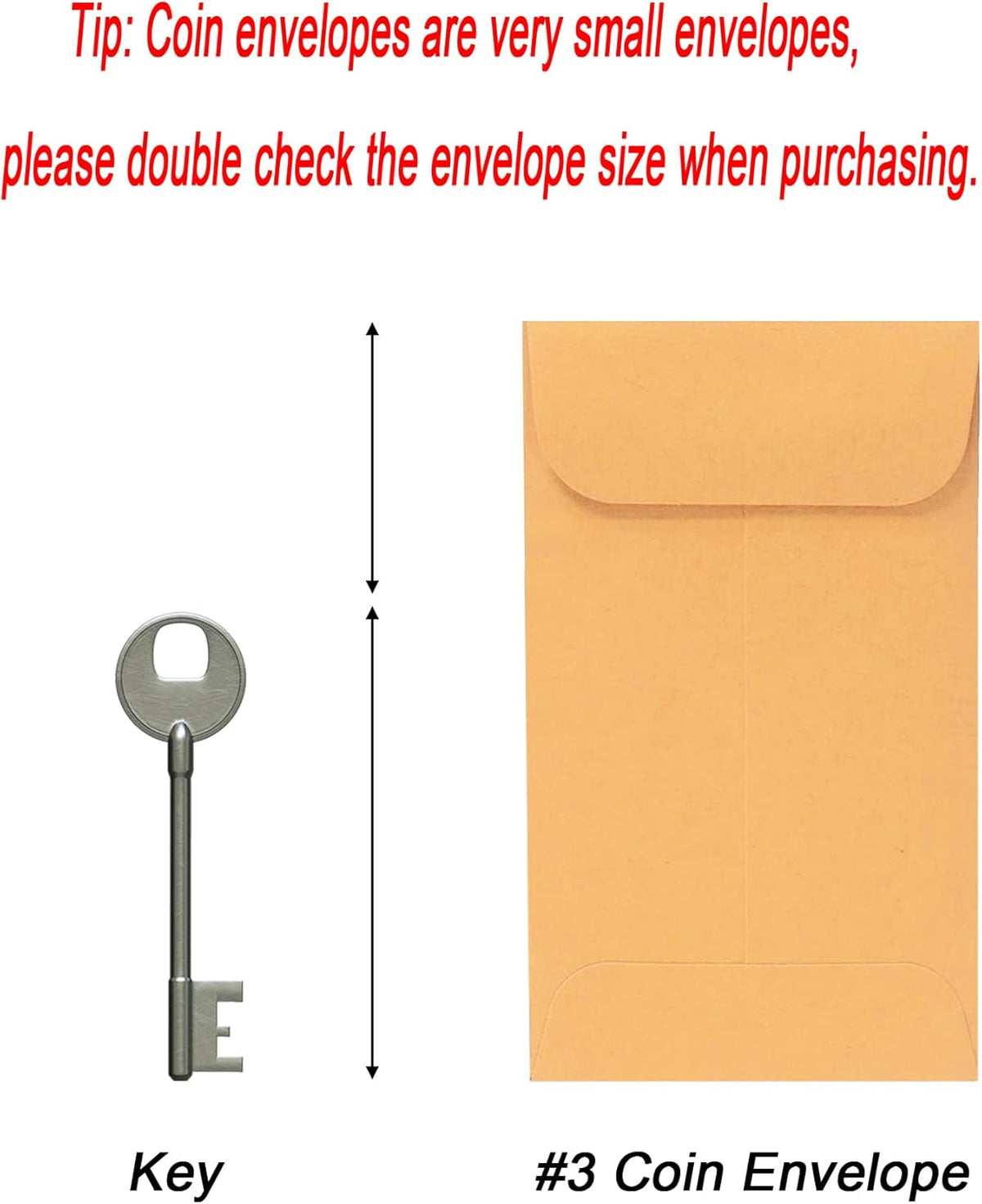 500 PCS #3 Coin Envelopes, 2-1/2” x 4-1/4” inches Brown Kraft Envelopes Classic Small Parts Envelopes with Self Adhesive Gummed Flap for Coins, Cash, Credit Cards, Seeds
