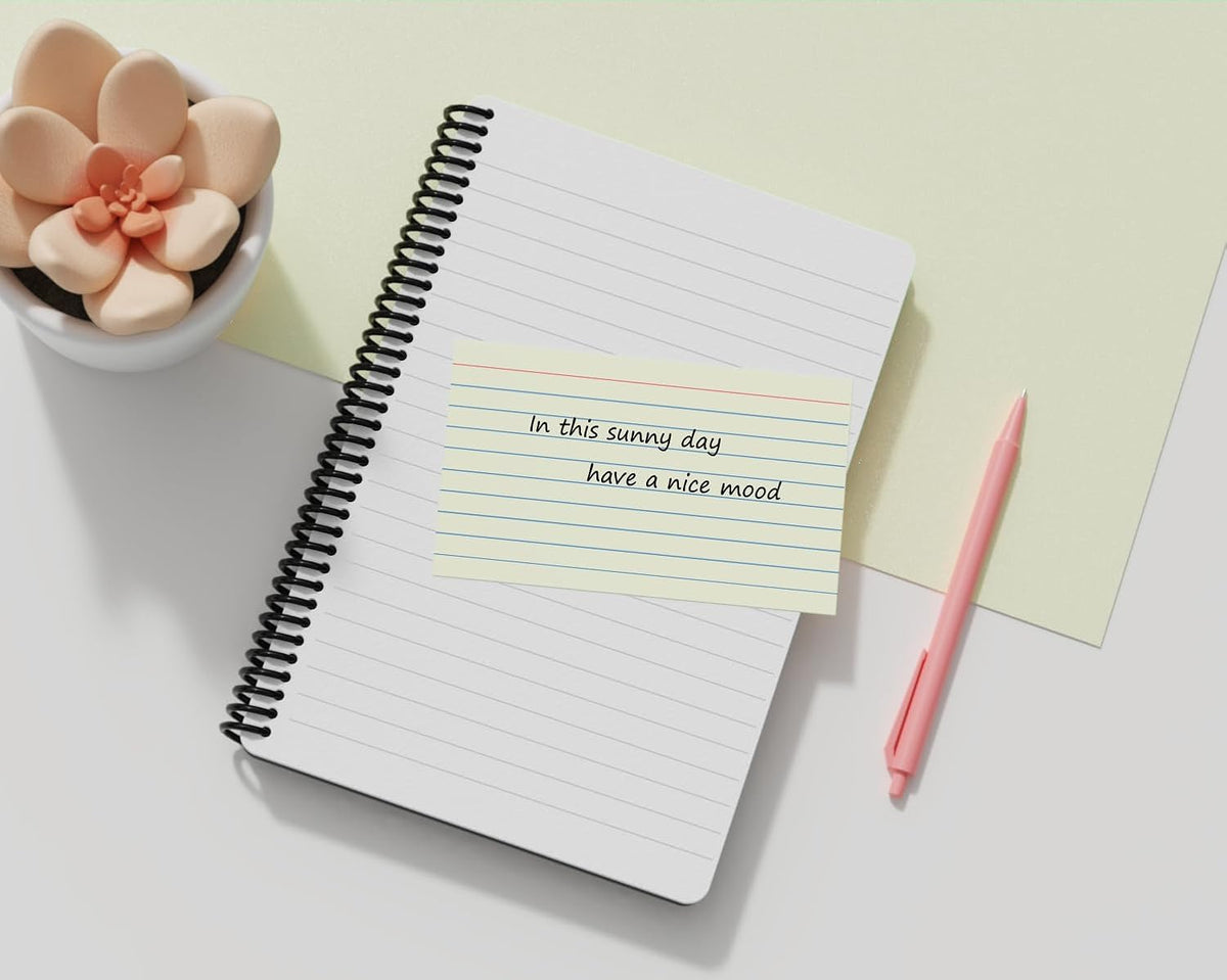 Cream Index Cards 3x5, 200 Pack, Ruled Index Cards, Flash Cards for Studying, Heavy Note Cards for Office, Home and School, 4 Packs of 50