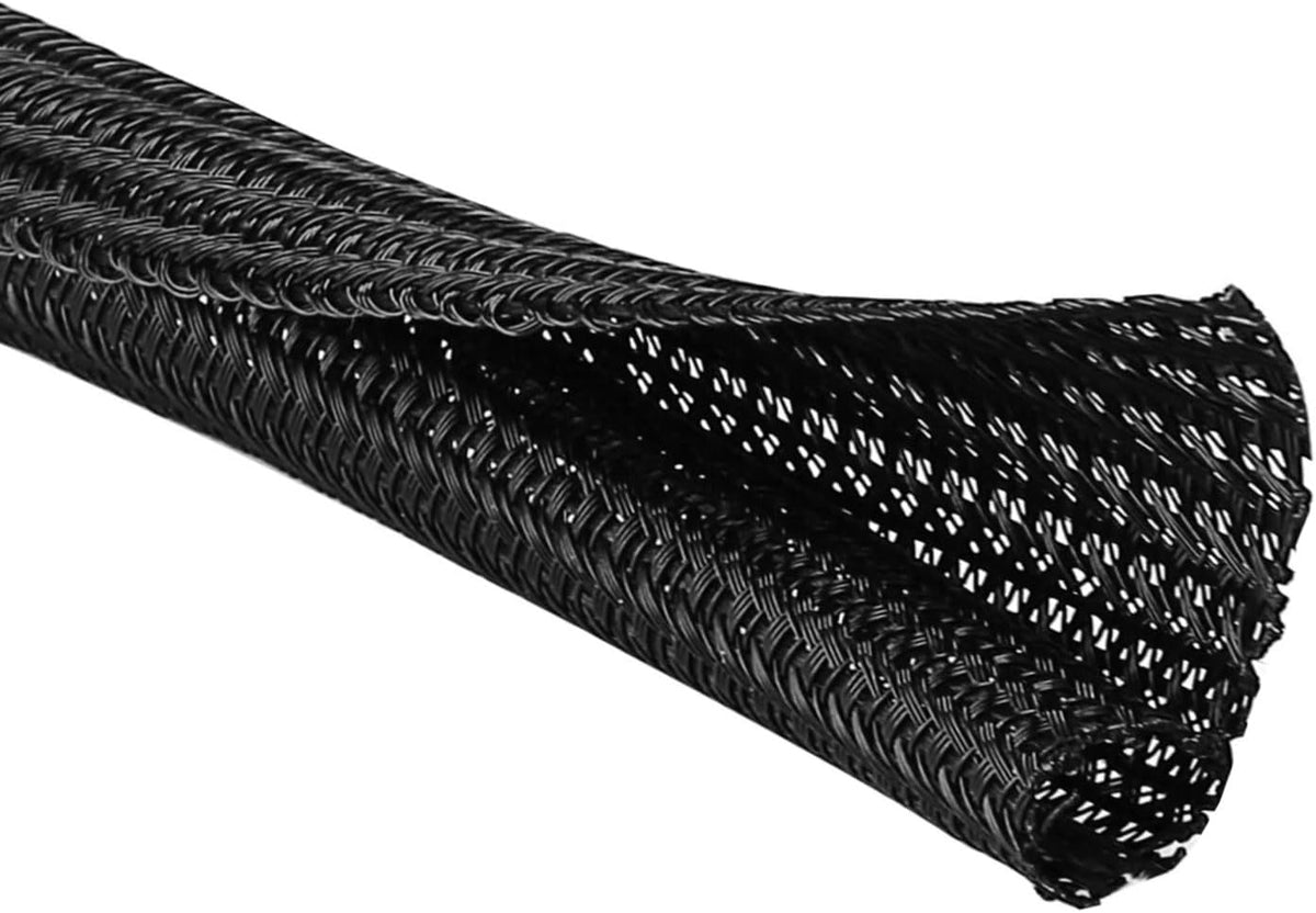 1/4 Inch-25ft Cable Management Sleeve - Flexible Wire Organizer System with Zipper for Home Office TV Computer, Durable Cord Cover Protector, Black