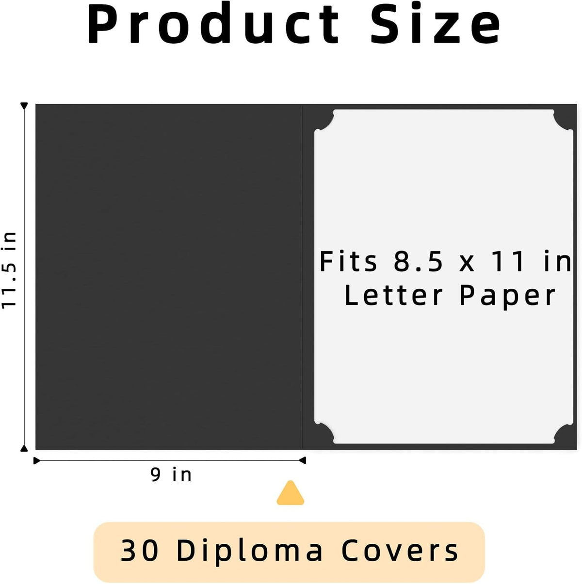 HAUTOCO 30 Pcs Certificate Holders, Black Diploma Folders Document Covers with Gold Foil Border for Letter Size 8.5x11 Cardstock, Award, Graduation