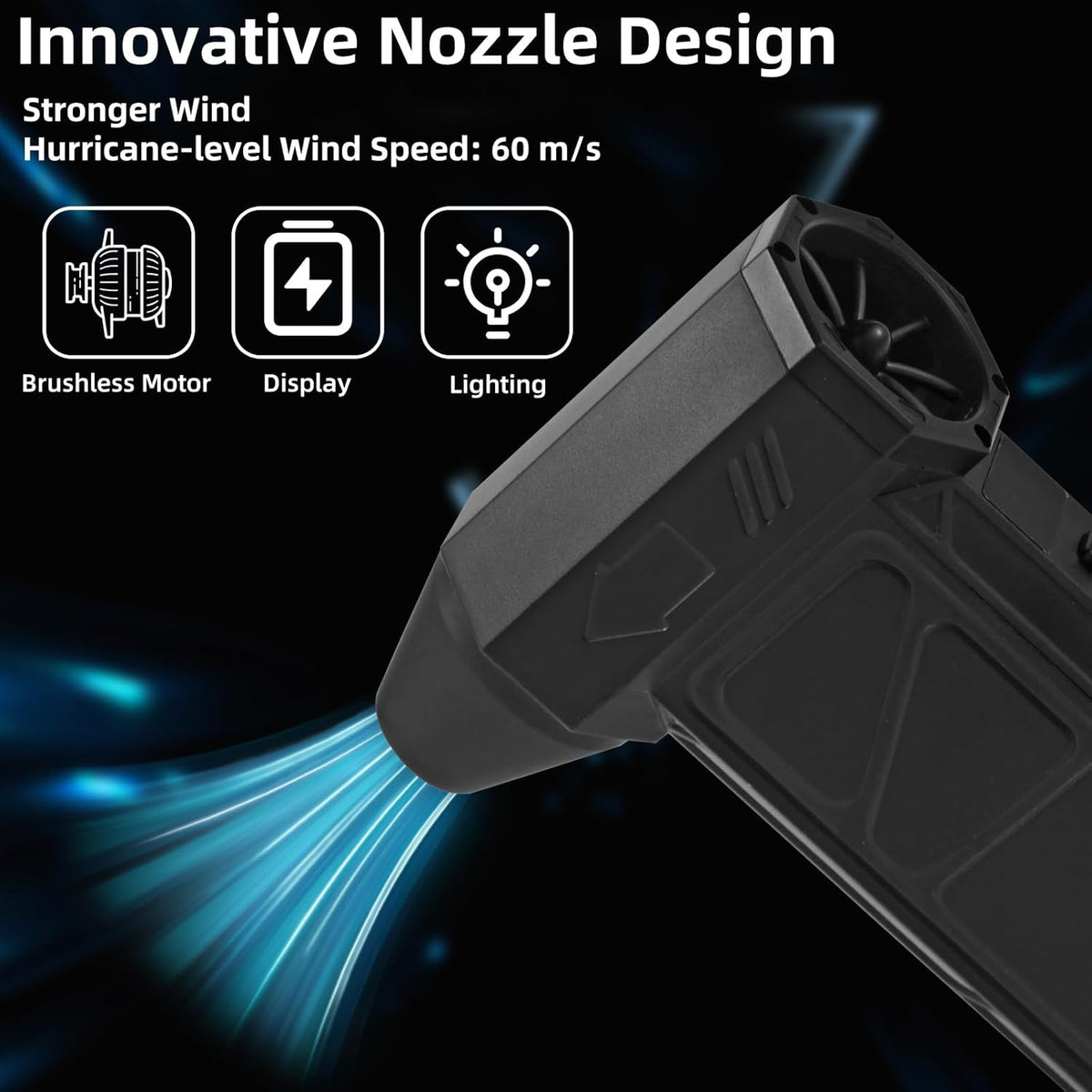 Electric Air Duster with Blow & Suction Dual Function | 150,000 RPM Brushless Motor, Type-C Rechargeable, 4 Speeds & LED Light | 8000mAh Long Battery Life | Portable Blowing and Suction Fan