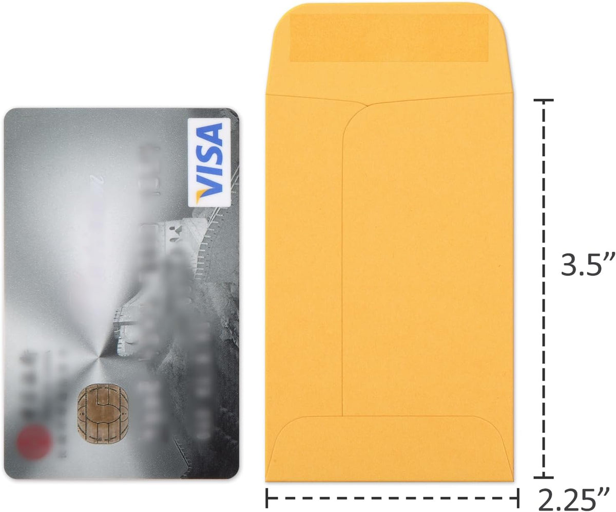 ValBox Coin Envelopes Small Parts Envelope with Gummed Flap for Home, Garden or Office Use, Kraft Seed Envelopes 500 per Box (Brown, 1 (2.25x3.5 Inches))