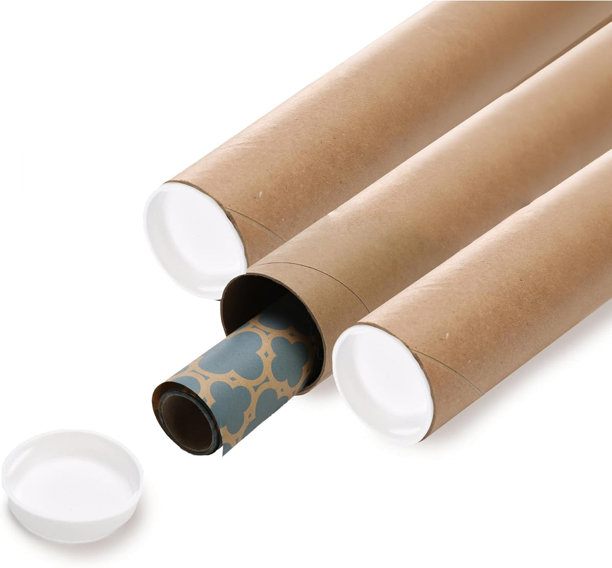 The Boxery Brown/Kraft Shipping, Storage, Posters, Arts, Crafts, Documents, Mailing Tubes 3 inch x 18 inch - 24 PACK, Made in the USA, Reusable and Recyclable