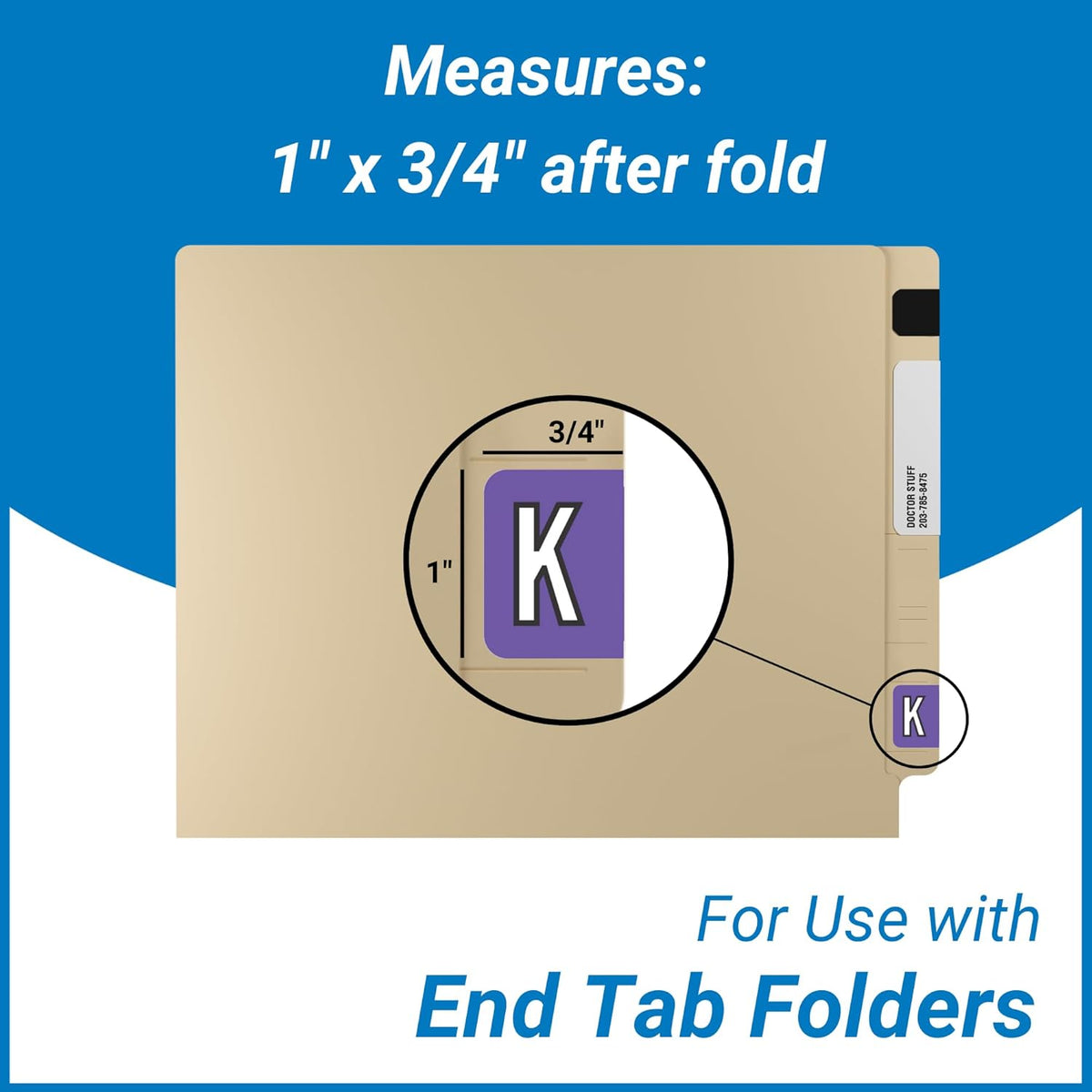 Doctor Stuff - File Folder Labels, Alphabet Letter K, Barkley/Sycom FABKM - BRAM Series Compatible Alpha Stickers, Purple, 1" x 1-1/2", 126 Labels/Package