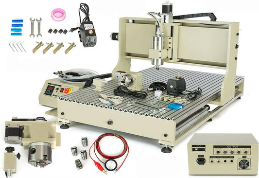 4 Axis Router Engraver USB CNC 6090, 2.2KW Engraver Milling Drilling Machine 3D Spindle Carving Drilling Machine For Wood Working Cutting Mill W/Remote Controller