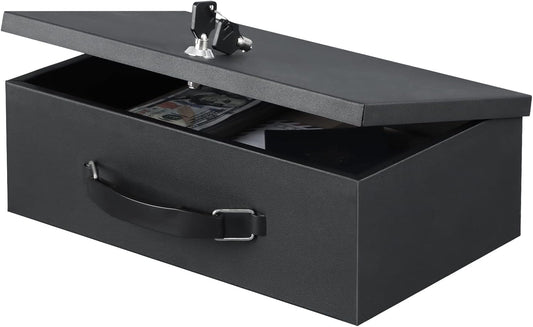 xydled Fire Resistant Safe Fire Safe Box with Key Lock for Home Office Security Storage for Valuables Documents,12.8 x 8.5 x 4.5 Inch,Black