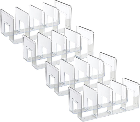 Marte Vanci Clear Acrylic File Sorter, Sturdy Desk File Organizer Shelf Book Holder Purse Handbag Clutch Divider File Folder Rack for Letter Cookbooks Home Office Kitchen Supplies 4 Sections (4 Pcs)